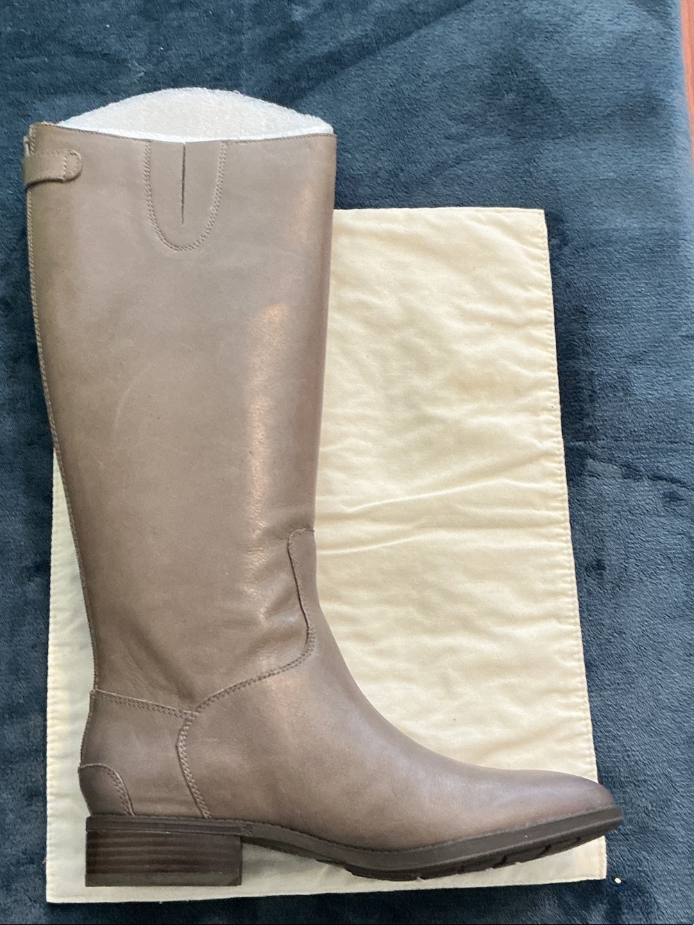 Sam Edelman Gray-Taupe Over-the-Knee Leather Boots